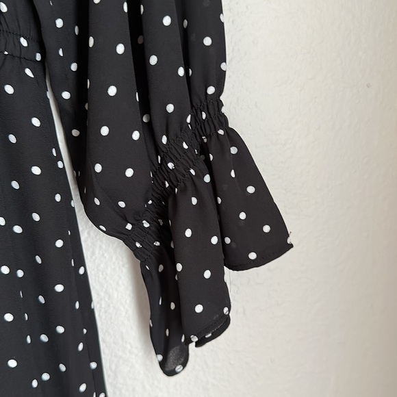 donna morgan black polka dot midi dress - Picture 2 of 6